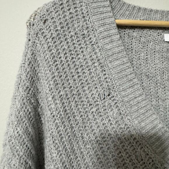 NWT Nine West XXL Sweater Gray Chunky Knit Tunic Longline V-Neck Cabincore Cozy - Picture 4 of 15